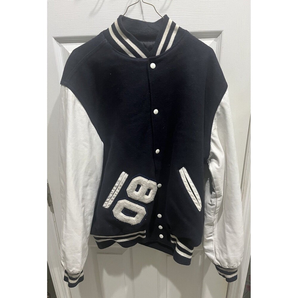 Holloway Letterman Jacket Leather Wool Trojans Made In USA Vintage Large- Read
